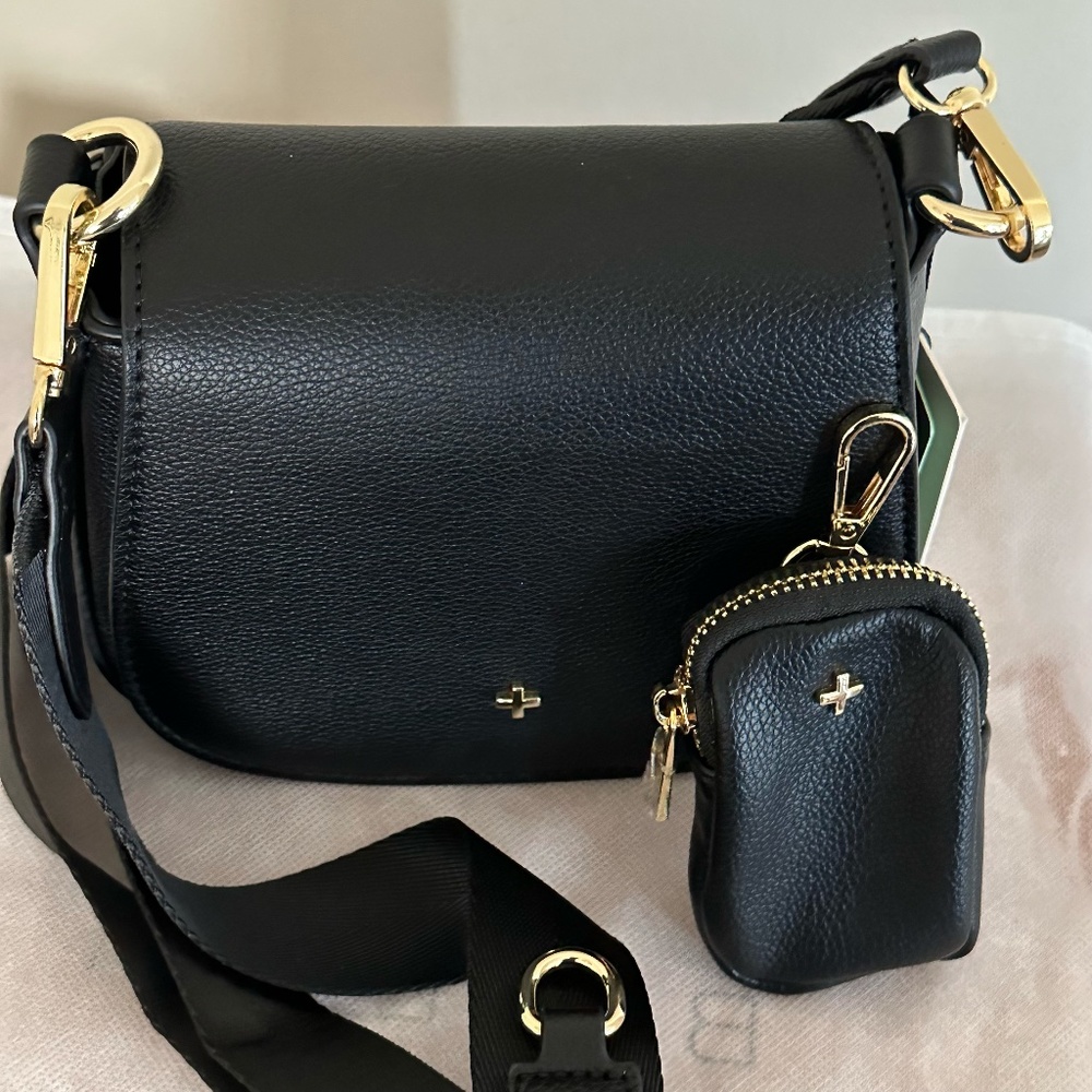 Small Pebbled Crossbody Saddle Bag with Camera Strap